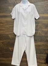 Vgt Carole Women&#39;s Pajama 2-Piece Set Purple Stripe Large Short Sleeves ... - $506.37 MXN