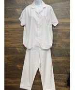 Vgt Carole Women&#39;s Pajama 2-Piece Set Purple Stripe Large Short Sleeves ... - $36.46 CAD