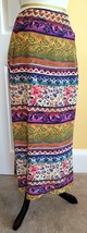 Vintage EXPRESS Bright Multi-Colored Floral Print Long Silk Wrap Skirt (... - $19.50