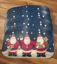 Vintage Santa&#39;s Workbench Vinyl Placemat Lot Of 4 Christmas  Gingerbread  - £14.66 GBP