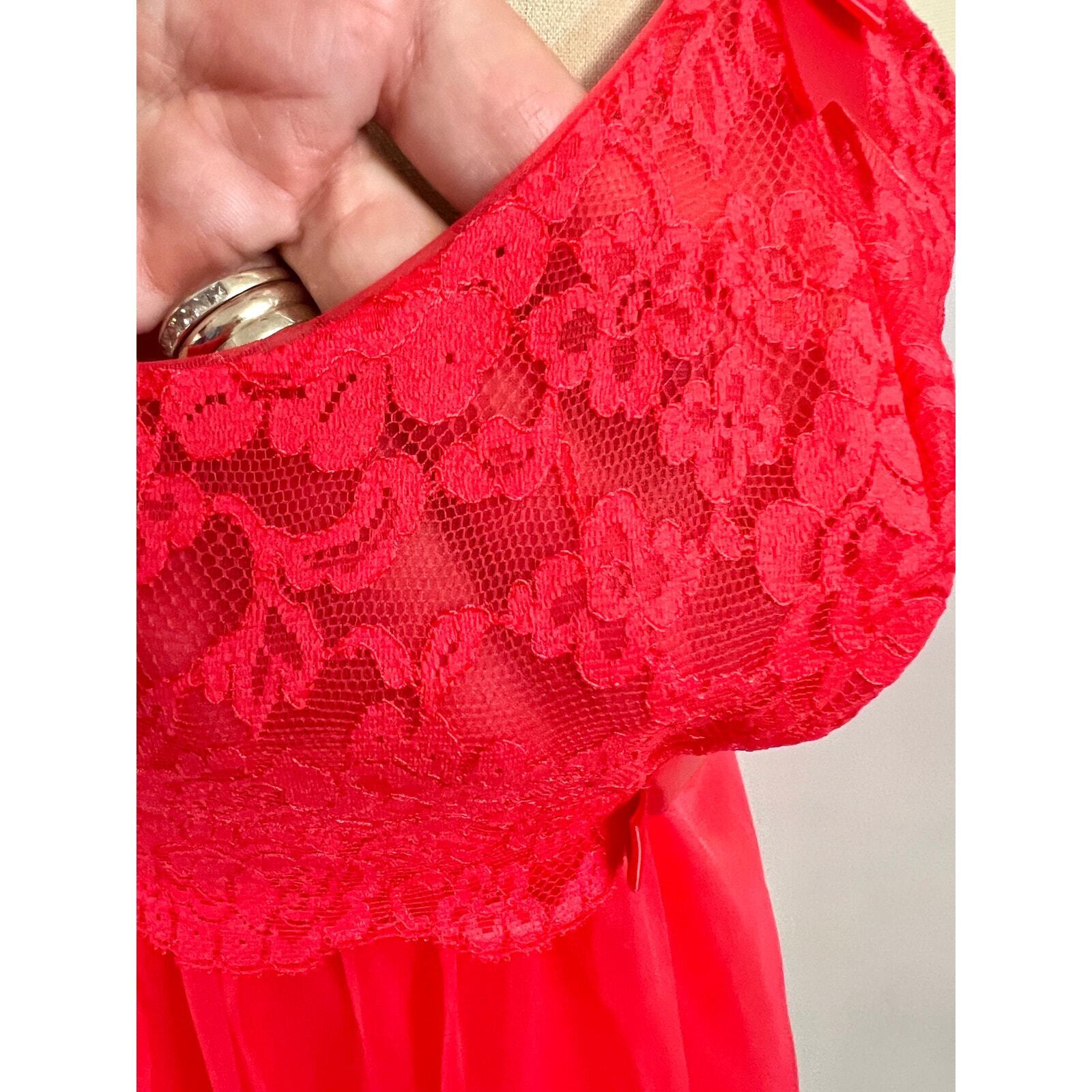 Vtg Retro Vanity Fair 1950s Red Sheer Nylon Tricot Nighty Sexy 2 Layer 34 NWOT Item image 6