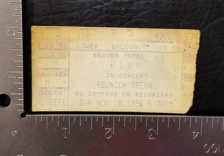 KISS - VINTAGE NOVEMBER 10, 1996 REUNION ARENA CONCERT TICKET STUB - $10.00