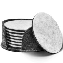 Betus Round Felt Coasters Set with Holder - Reusable Saucer Pad for Drinks 8pc - £6.94 GBP