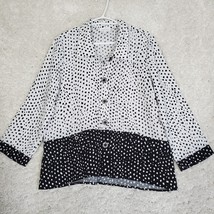 Habitat Shirt Womens Small Black White Dots Lagenlook Artsy Abstract - $33.61