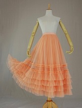Pink Dot Tiered Tulle Midi Skirt Women Plus Size Ruffle Tulle Skirt image 7