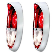 1954 Chevy Passenger Car Stock Clear Red Tail Back Up Light Lens Assembly Pair - £137.25 GBP