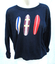 J.Crew Fine 100% Linen Surfboard Intarsia Art Sweater Women’s Size Small... - $23.74
