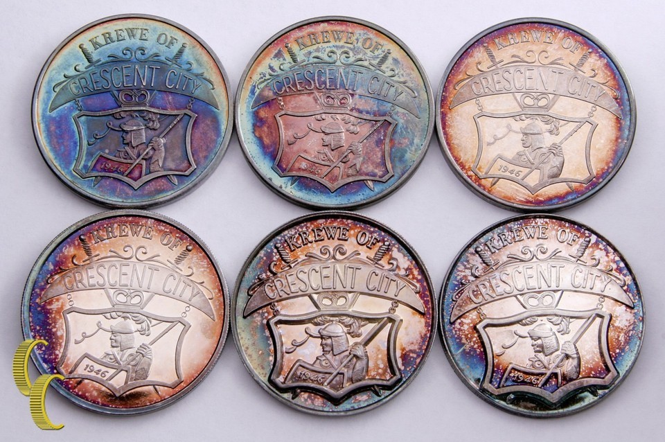 Mardi Gras Doubloon Silver Set (6 Pieces) Krewe of Crescent City Collection Item image 3