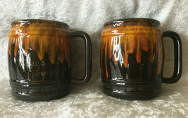 2 Rare Vintage Niagara Falls Canada Wine Barrel Shape Coffee Mugs Made i... - $40.68