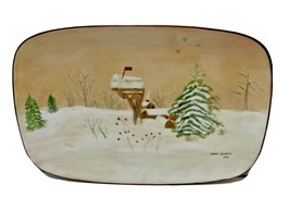 Vtg Rectangular Winter Scene Snack Platter Hand Painted by Grace Barnard... - £19.57 GBP