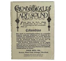 Columbia Bicycles 1894 Advertisement Victorian Pope Sound Bikes ADBN1u - $371.27 MXN