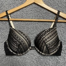 Victoria Secret Push Up Bra Multiway Black Lace Plunge Padded Underwire 34C - £15.25 GBP