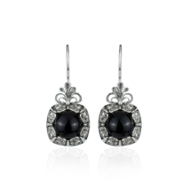 Filigree Art Black Onyx Gemstone Women Silver Drop Earrings - £34.34 GBP