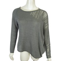 Stella Carakasi Asymmetric Dolman Tunic Shirt Silver Metallic Top Small/... - $26.68