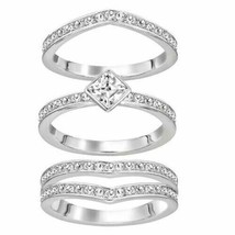 Swarovski Alpha Three Ring Set Crystal Rhodium Size 55/7 Silver - £78.34 GBP