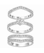 Swarovski Alpha Three Ring Set Crystal Rhodium Size 55/7 Silver - £77.08 GBP