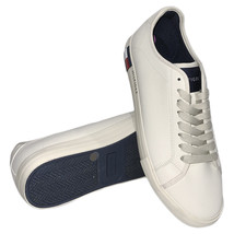 NWT TOMMY HILFIGER MSRP $119.99 MEN&#39;S CREAM LEATHER LACE UP SNEAKERS SIZ... - £39.56 GBP