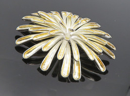 ZINA 925 Sterling Silver - Vintage Modernist Flower Motif Brooch Pin - BP3201 - £128.80 GBP