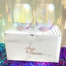 Chic & Tonic Iridescent Wine Glasses Set Of 2 New In Box - $44.54