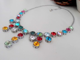 Art Deco Statement Floral Collet Necklace w/ Swarovski Crystals / Georgian Victo - £127.89 GBP