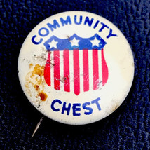 Community Chest USA Shield Pin Button Pinback Vintage Small - £9.43 GBP