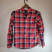 American Eagle Mens Button Down Shirt Small Red Blue White Stripes Pocket - £11.11 GBP