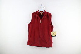 Deadstock Vtg Woolrich Womens Large Spell Out Trailhead Fleece Vest Jacket Red - £46.94 GBP