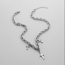 Titanium Steel Cross Dagger Pendant Necklace for Men Women,Punk Hip Hop Necklace - £10.97 GBP