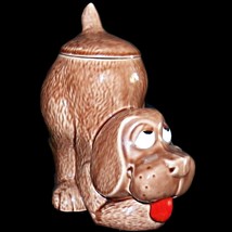 Vintage USA Made Nelson McCoy Pottery Shy Pup Puppy Downward Dog 0272 Cookie Jar - £70.60 GBP