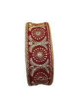 Golden Embroidery Heavy Work Trim Lace Border for Saree Dresses Dupatta  Maroon - £13.59 GBP