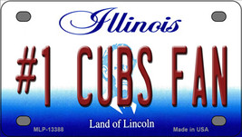 Number 1 Cubs Fan Illinois Novelty Mini Metal License Plate Tag - £11.76 GBP