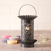 Mini Wax Warmer with Vertical Faith Hope Love in Country Tin - $31.95
