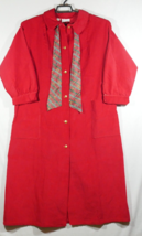 VTG 90s Red Button Front 3/4 Sleeve Corduroy Midi Dress SZ 18 Holiday Neck Tie - £15.81 GBP