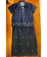 NEW Jane Ashley Womens Large Embroidered Denim Maxi Dress &amp; Jacket Jumper - £37.44 GBP