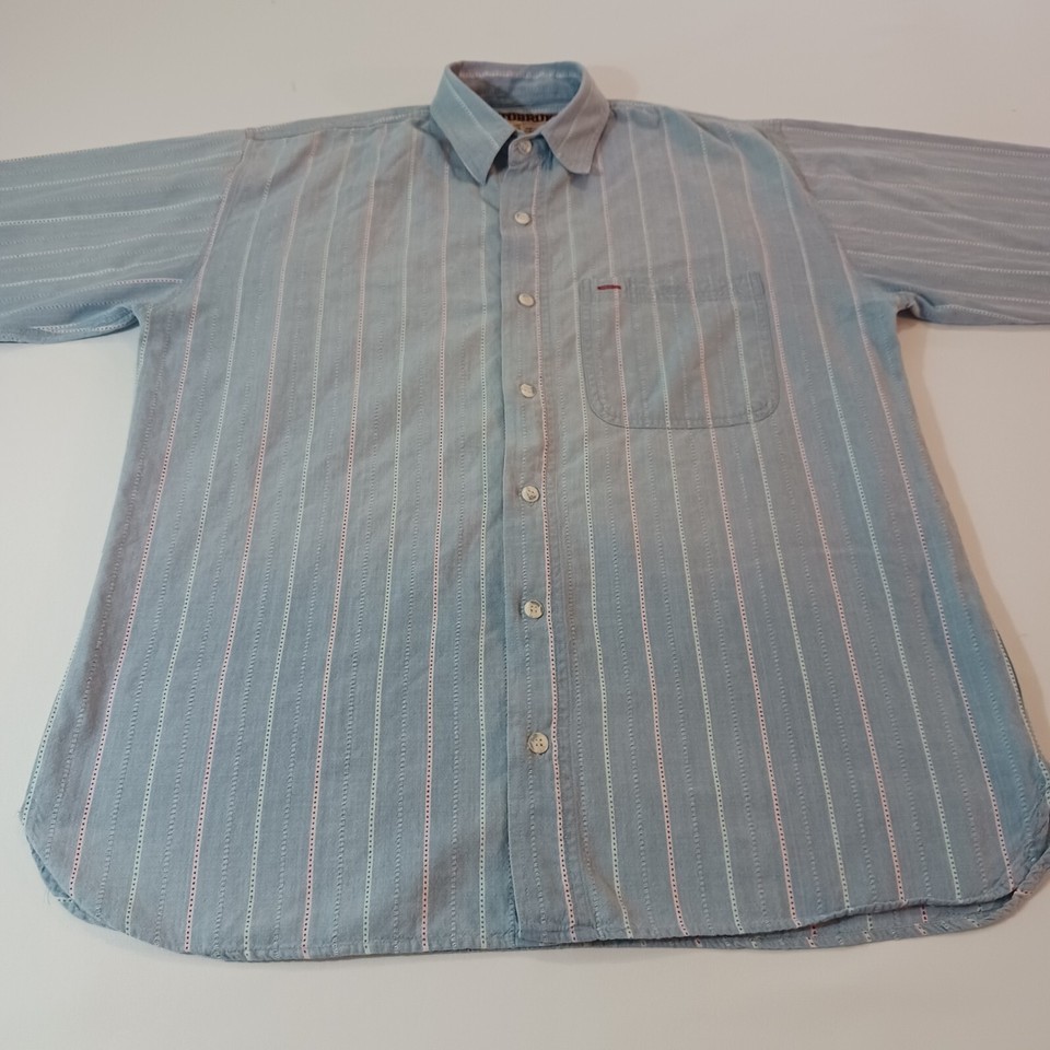 Vintage TOBRUK RN#64513 Men's Gray Cotton Stripes Button Up Shirt Long Sleeve M Item image 5