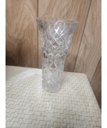 Vintage Diamond Cut Clear Crystal 9&quot; Vase Bud Vase Very Heavy Glass - $23.99