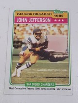 John Jefferson San Diego Chargers 1981 Topps Record Breaker Card #332 - £0.77 GBP