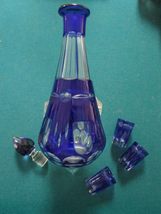 Bohemian Glass Compatible with Cobalt Blue VASE Decanter Shot Paperweigh... - $71.53+