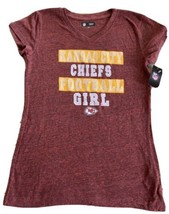 NEW Kansas City Chiefs Girls Red Yellow Short Sleeve V Neck Slim Fit Shirt 14-16 - $16.17