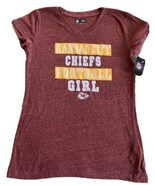 NEW Kansas City Chiefs Girls Red Yellow Short Sleeve V Neck Slim Fit Shi... - $22.16 CAD