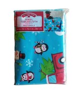 Christmas Trucks Trees Vinyl Tablecloth 60 x 102 Penguins Snowmen Holida... - $31.44 CAD