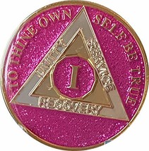 Ranger Industries 1 Year AA Medallion Metallic Pink Fuschia Glitter Sobr... - €12,98 EUR