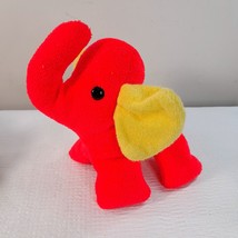 Eden Shake Me Elephant Rattle Plush neon Red Yellow Ears Rope Tail terry cloth - $35.00