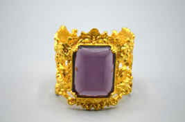 Joseph Clearly Cuff Bracelet Amethyst Faceted Gold Plated JC Thailand Jewelry - £36.15 GBP