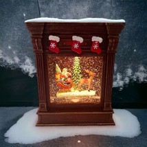 Fireplace Lighted Snow Globe LED Santa Sled Mantel Reindeer Y2K Christmas Winter - £31.63 GBP