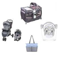 5pc Pink &amp; Blue Baby Gear Bundle, Stroller Travel System, Play Yard, Swing - £552.22 GBP+