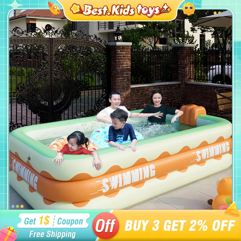 Large Family Inflatable Swimming Pool Baby Framed Pools Outdoor Folding Paddling - £58.70 GBP