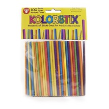 Colored Craft Sticks  Vibrant Round Wood Craft Sticks  4 Inches, 100 Mix... - £15.72 GBP