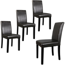 Set Of 4 Brown Dining Parson Chair Armless Kitchen Room Backrest Elegant - £150.35 GBP