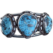 6 5/8&quot; Vintage Old Pawn Navajo Sterling silver and turquoise cuff bracelet - £466.49 GBP